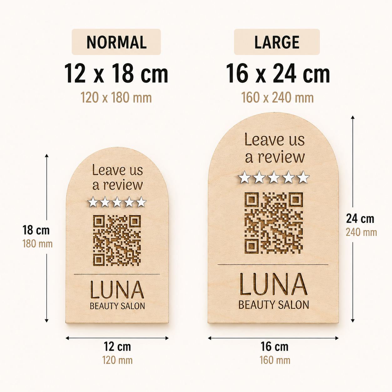 Custom QR Code Review Sign for Business | Wooden Google Review Stand - Image 4