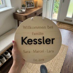 Personalized Family Name Sign with 3D Acrylic & Established Date