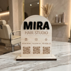 Personalized QR Code Business Sign for Google Reviews, Booking & Social Media