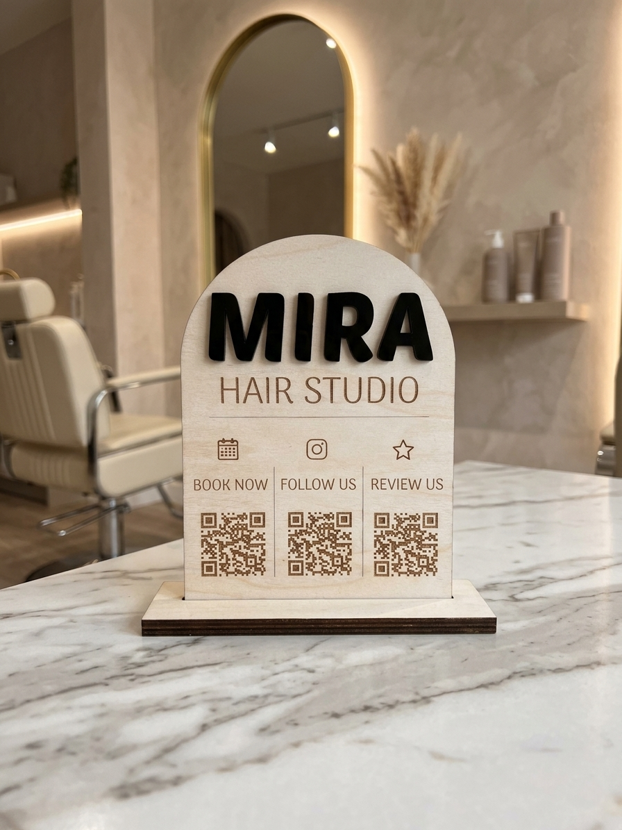 Personalized QR Code Business Sign for Google Reviews, Booking & Social Media