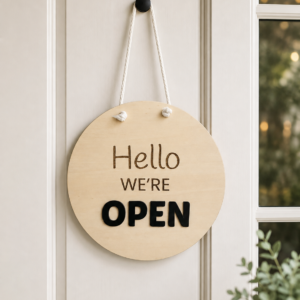 Open Closed Sign for Business – Double-Sided Wooden Door Sign
