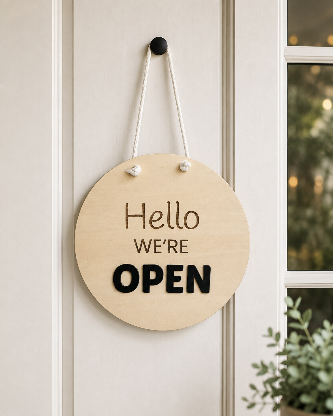 Open Closed Sign for Business – Double-Sided Wooden Door Sign