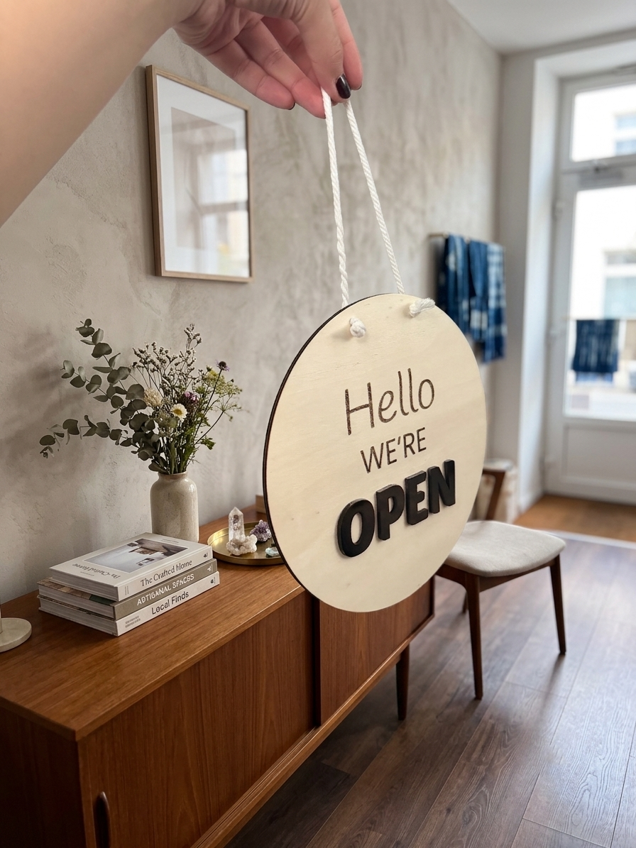 Open Closed Sign for Business – Double-Sided Wooden Door Sign - Image 9