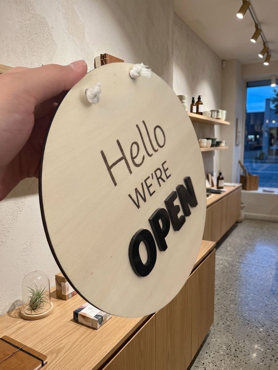 Open Closed Sign for Business – Double-Sided Wooden Door Sign - Image 3